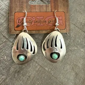 Native American Turquoise Bear Claw Earrings