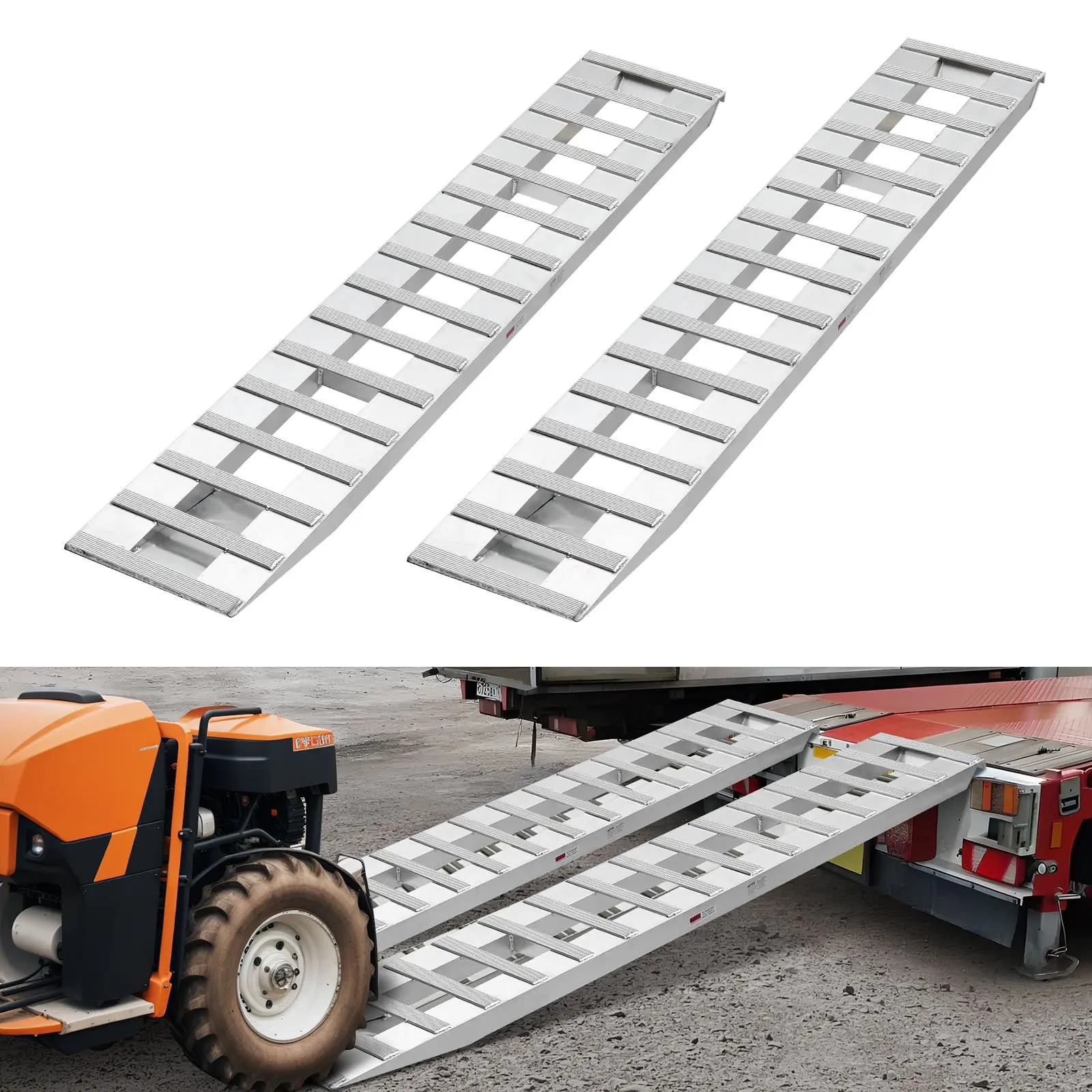 VEVOR Aluminum Loading Ramps Set (2 Pcs, 94x15 in) - Heavy-Duty Trailer Ramps with 16 Anti-Slip Plates, 6000 Lbs Combined Capacity for ATVs/Motorcycles, Farm Tractors, Carts, Lawn Mowers