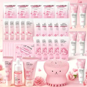 34PCS Skin Care Set JAPAN SAKURA Beauty Gift Sets Skin Care Kit with Face Mask, Lip Mask, Eye Cream, Anti-Aging Serum, Moisturizer Facial Cream,Mud Mask,Hand Cream,Essence Cream for Women Teen Girls Mom Daughter Mother's Day Christmas Birthdays Birthday