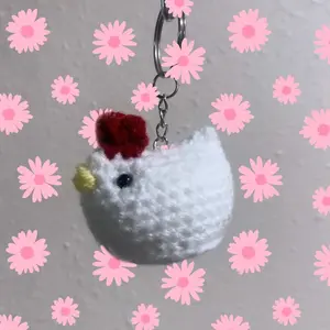 Crocheted Chicken Keychain | Farm Girl Gift | Fun Keychain