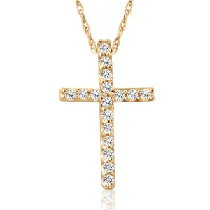 1/10ct Diamond Cross Pendant 10K Yellow Gold