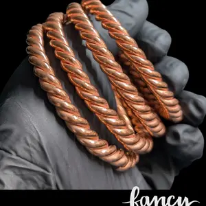 Solid Copper Twisted Adjustable Bangle