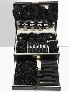1087pcs black hairpin hairband gift box set, retro simple style, a variety of hairpin hairband hair band hair band suitable for holiday parties, suitable for daily matching of the four seasons, new fashion hair accessories, claw clip, gift, Elastics
