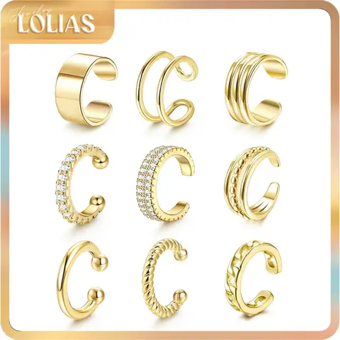 LOLIAS Non-Piercing 14 Karat Gold Plated Ear Cuffs, Dainty Adjustable Earrings, Lightweight Clip-On Cartilage Fake Earrings for Women, Ear Cuff for Everyone