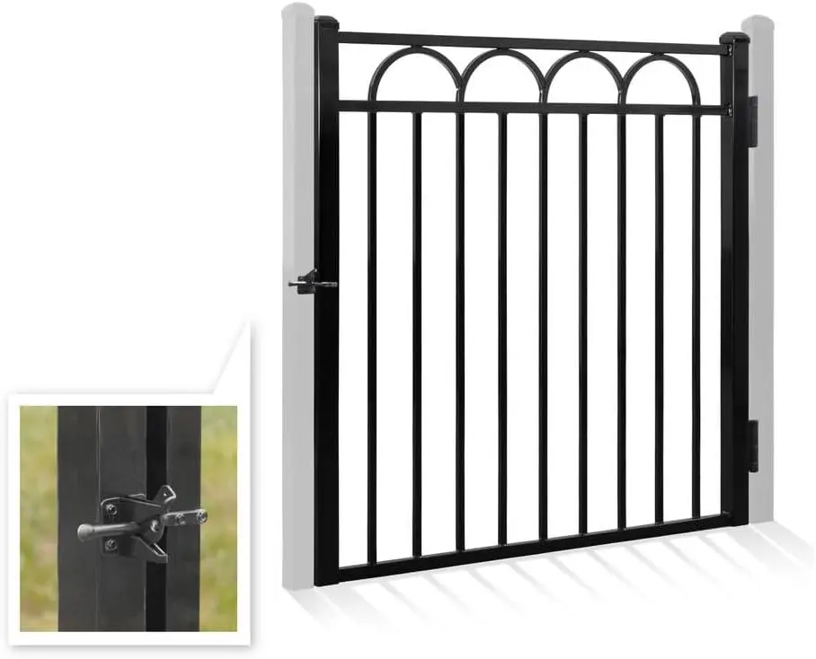 Fencer Wire Heavy Duty Arc Fence Gate, 4FT Height x 4FT Width Outdoor Fence Gate, Outdoor Anti-Rust Metal Steel Gate for Fencing Barrier, Decorative Garden Gate for Residential, Yard, Pool, Patio