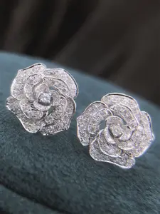 1 Pair Romantic Flower Cubic Zirconia Stud Earrings For Women For Wedding Engagement Anniversary Party Jewelry Valentine's Day Gift High Quality Earrings