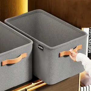 Modern Fabric Storage Boxes Set of 4 with Handles, Stackable Baskets for Clothes & Toys, Durable Design for Home Dorm Closet Organization, Clothes Storage Organizer