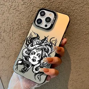Medusa Pattern iPhone 16 15 14 13 12 XR XS X Plus Pro Max Phone Case Artistic Style Shockproof Protective Cover Durable Scratch-resistant Fashion Trend High-quality Lightweight Eco-friendly Material New Hot-selling Gift