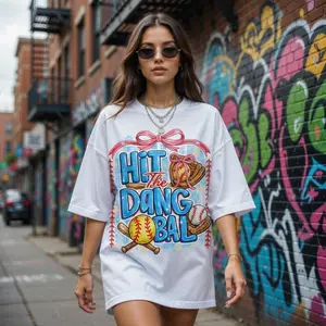[Sale up to 50%] [Free Ship] Hit The Dang Ball Baseball Mom Comfort Color T-Shirt, Game Day Softball Preppy Shirt, Retro Spirit Game Day Shirt, Swing Batter Batter