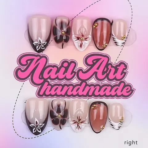 Delicatething Y2K Style Short Fat Nail Tips, Handmade Wearable Nails, Nail Art Products, Nail Art, Nail Design, 4 Sizes XS S M L, Perfect Gift for Girls, Includes Jelly Glue Crystal Stick and File