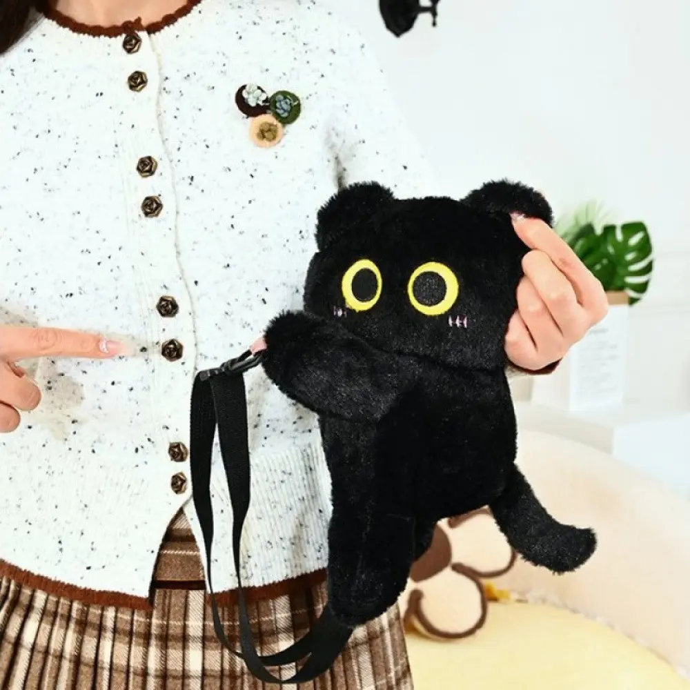 Adorable Cat Plush Crossbody Bag with Large Face Design Perfect for College Fun Everyday Accessory for Students and Cat Lovers Women's Leather Crossbody Satchel