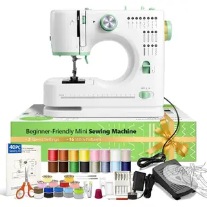 Mini Sewing Machine, 16 Stitches  Speed Portable Sewing Machine, Double  & Thread with Foot Pedal, LED Light and Sewing Kit, Easy to Use for Beginners, DIY Craft & Clothing Repair