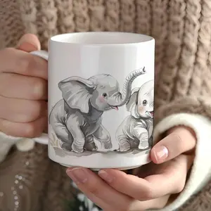 Wraparound Elephant Mug, Family Elephant Coffee Mug, Elephant Lover, Cute Animal Cup, Adorable Gift for Her, African Decor, Present for Mum