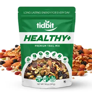 Tidbit Trail Mix with Roasted Peanuts, Almonds, Walnuts, Pumpkin Seeds, Sunflower Seeds, Black Raisins & Dried Cranberries - Mixed Nuts for Natural Energy, Vegan Gluten Free, 14 oz Resealable Bag