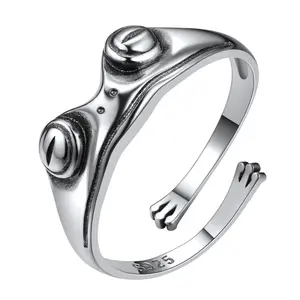 ChicSilver Daily 925 Sterling Silver Cute Frog Shape Adjustable Open Ring