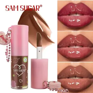 Sam Sugar 3D Heart Butter Lip Oil Moisturizing Gloss, Fades Fine Lines, Hydrating Lip Color, Essential Lip Care, Suitable for Women