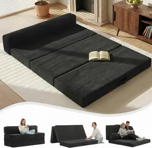 Winzoo Tri-Folding Convertible Futon Sofa Bed, Full Mattress with Removable Cushions, Washable Cover, High-Density Foam, Space-Saving Indoor Furniture (Full, Queen, King Sizes)