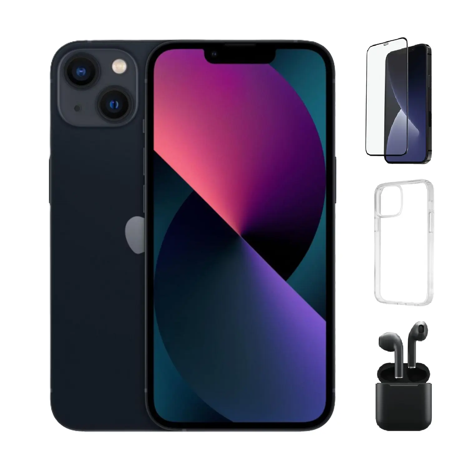 Refurbished iPhone 13 (Unlocked)-Excellent Condition with Case, Wireless Earbuds,Tempered Glass Screen Protector & 1 Year Warranty