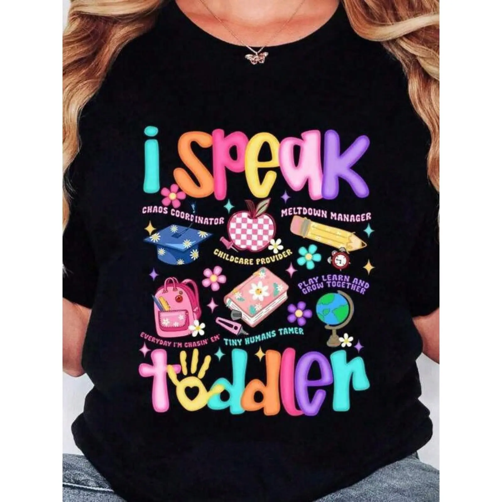 Summer Shirts 2026 New Spring Theme T-Shirt I Speak Toddler T Shirt, Daycare Teacher T Shirt