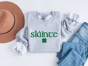 Slainte Sweatshirt & Tshirt, Slainte St Patricks Day Sweatshirt, Shenanigans Shirt, St Paddys Day, Clover Shamrock Sweater, Irish Lucky Sweatshirt