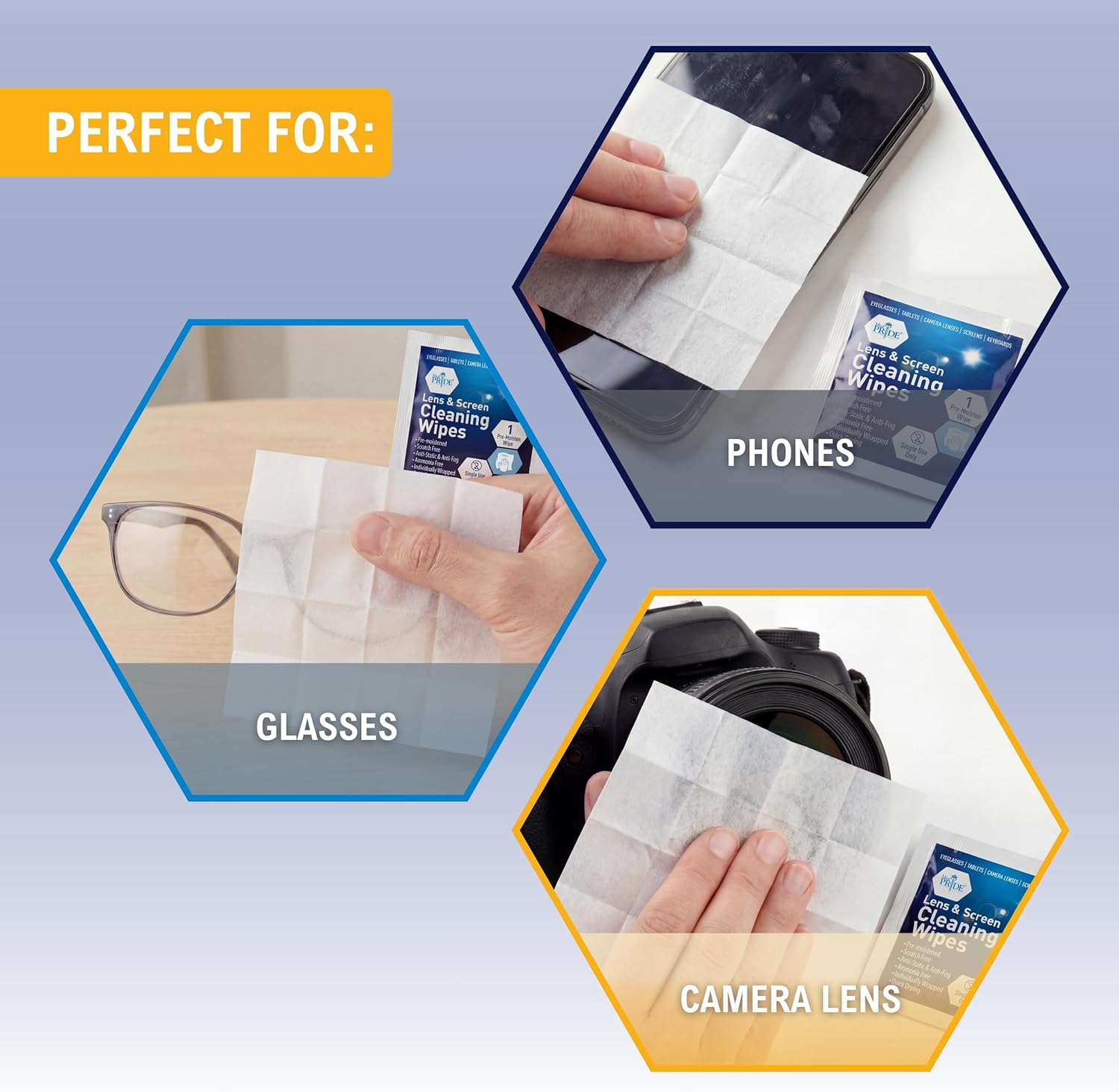 100 Pack Anti-Fog Lens Cleaning Wipes, Pre-Moistened Eyeglass Wipes for Glasses, Screens, Car Mirrors