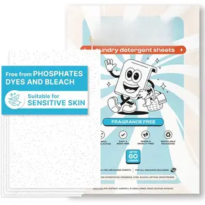 Low- Laundry Detergent Sheets - Jug Free Format - Pre-Measured Strips - 60 Loads - Unscented for