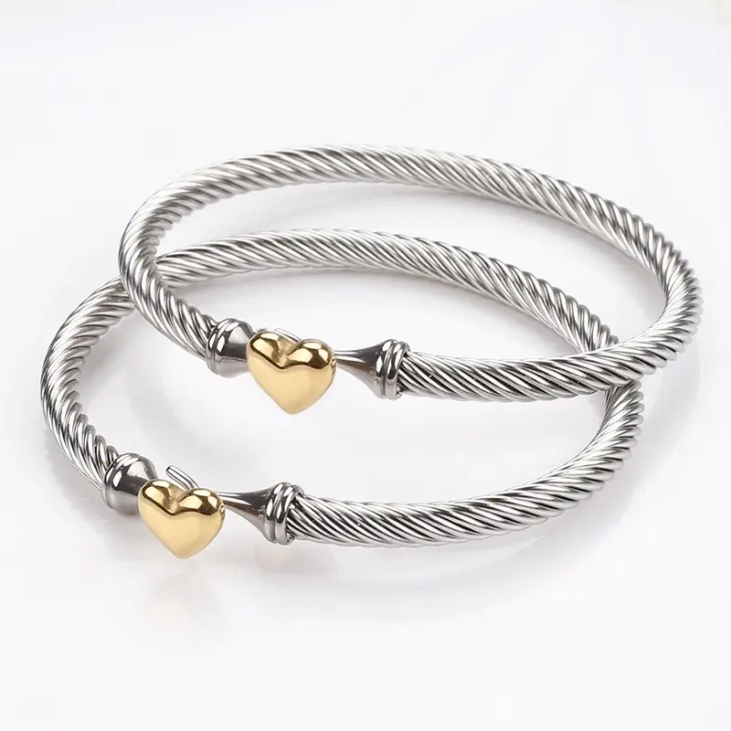 Double bracelet all in stainless steel