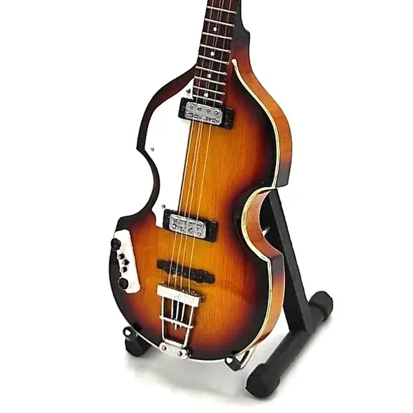 Miniature Beatles McCartney Sunburst Violin Bass Guitar Collectible Decor, Wooden Ornaments with Free Display Stand, Ideal Gift