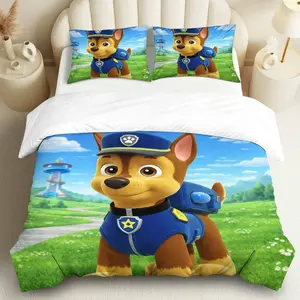 3PCS Duvet Cover Set, 1 Duvet+2 Pillowcases(Without filler),  Puppy Patrol Adventure Fun Whimsical Cute theme, Christmas bedding set, Cozy Soft Comfortable Suitable for decoration Bedroom  Room Playroom Guest Room.