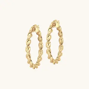 Twisted Rope 35mm Hoop Earrings