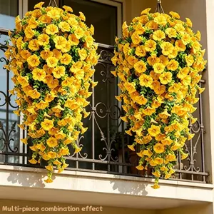 Trumpet Vine Simulation Morning Glory Decoration, Realistic Hanging Flowers, Low Maintenance, Ideal for Home, Garden, Patio, Porch, Gazebo