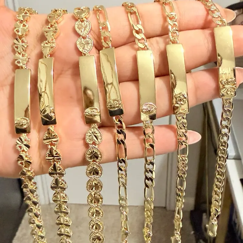 14K Gold Plated Tag ID Adults Bracelet- Leave the name in the notes before you pay