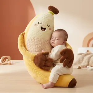 Soothing baby toy, large plush banana toy for children, soft stuffed animal doll with interactive features—a fun companion toy suitable for home, travel, and gifting (yellow).
