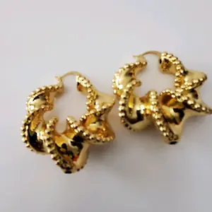 #129. 18K Gold Plated Bold  Twisted Hoop Earring