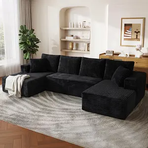 【2 Packages Shipping】NordFun 133" Modular Sectional Boneless Couch, U-Shaped Soft Corduroy Cloud Sofa for Living Room, Modern Couches with Deep Seat, No Assembly Required