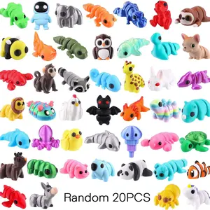 20pcs Mini 3D Printed Articulating Animal Figurines Set, Articulated Flexible Fidget Toys, Cute Desk Pets Decor, Party Favors, Classroom Rewards, Easter Basket Stuffers, Articulating Miniatures