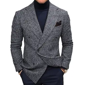 Mens Plaid Blazer Sports Coat Casual Slim Fit Checkered Blazer for Men Wedding