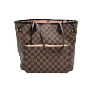 Pre-owned Louis Vuitton COATED CANVAS Tote Bags NEVERFULL MM DAMIER EBENE CANVAS SHOPPING TOTE