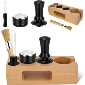 5 Pack Espresso Tamper Set Espresso Accessories Kit, With Espresso Tamper Coffee Distributor, Espresso Stirrer, Espresso Tamping Station, Coffee Clean Brush, Espresso Tools for Coffee Bar, 51mm