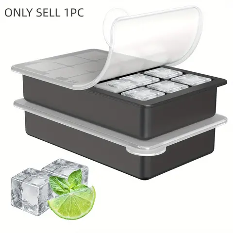 15-Compartment Food Grade Silicone Ice Cube Tray with Leak-Proof Lid, Stackable, Dishwasher Safe, Portable, Ideal for Whiskey Ice Cubes, Cocktails and Beverages