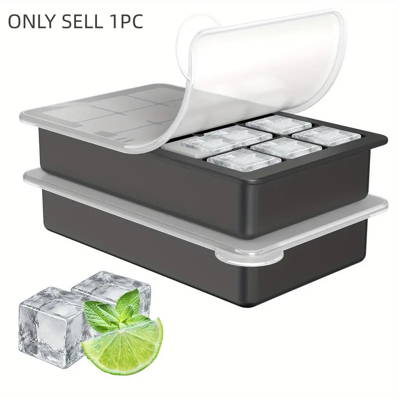 15-Compartment Food Grade Silicone Ice Cube Tray with Leak-Proof Lid, Stackable, Dishwasher Safe, Portable, Ideal for Whiskey Ice Cubes, Cocktails and Beverages