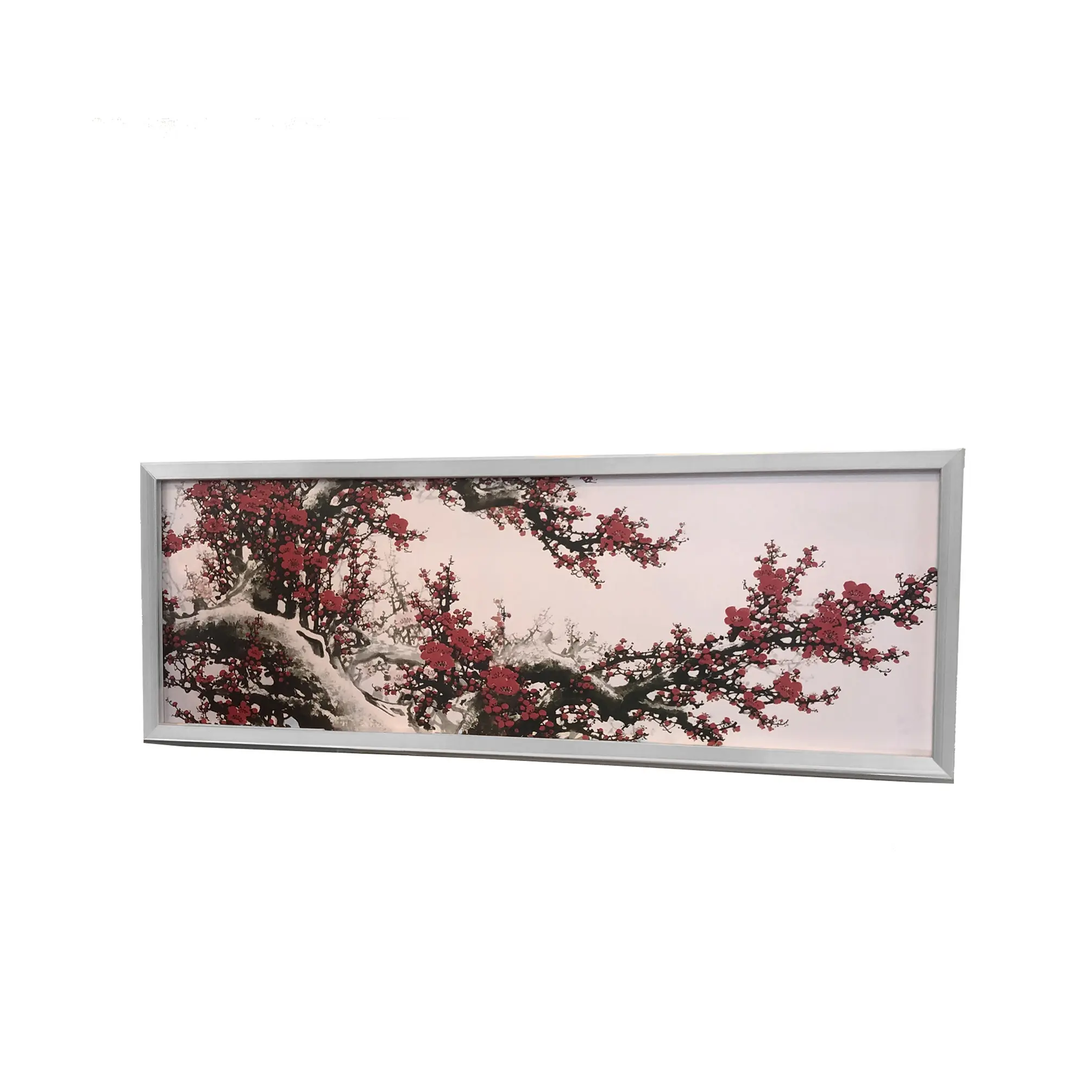 FixtureDisplays® 40 Wide x 13.5" Tall Panoramic Picture Frame, Snap Open Front Load, Wall-Mounting, 1-inch Profile-Silver, Painting Pictured is Included 119932-GR-NF