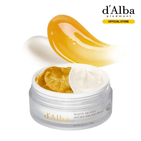 [OFFICIAL d'Alba] White Truffle Double Serum & Cream 2-in-1 - 100HR Hydrating Face Serum & Moisturizing Cream (2.46 oz) Facial Moisturizer