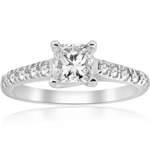 1 1/4ct Princess Cut Diamond Engagement Ring 14k White Gold Lab Grown