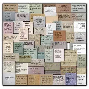 Vintage Quote Pattern Sticker, 60pcs/set Self Adhesive Decorative Sticker, DIY Decals for Water Bottle, Laptop, Phone, Scrapbooking, Journal Making