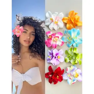 8Pcs Hawaiian Flower Hair Clips, Hair Clip Set, Artificial Flower Hair Clips, Plumeria Hair Clips,Hibiscus Hair Clips Suitable For Holiday Beach Party, Summer Tropical Flower Hair Accessories, Wedding Party, Holiday Gifts For Girls, Claw Clips,Hair Claws