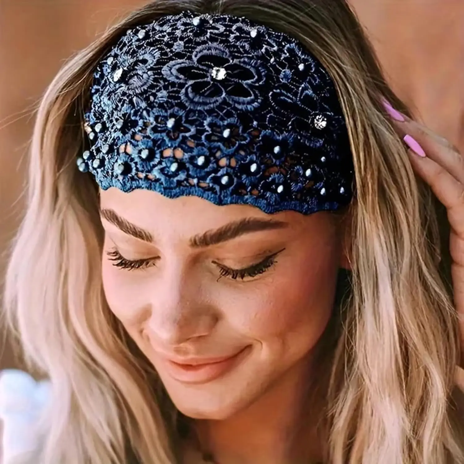 Boho-chic Crystal & Pearl Embellished Wide Headbands for Women - 3pcs Set Luxury Hair Accessories Ideal for Everyday Use