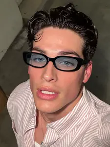 Men's Classic Cat Eye Sunglasses, Lightweight Frame Comfortable Fit, Blue Lenses Block Sunlight, Men's UV Protection Shades