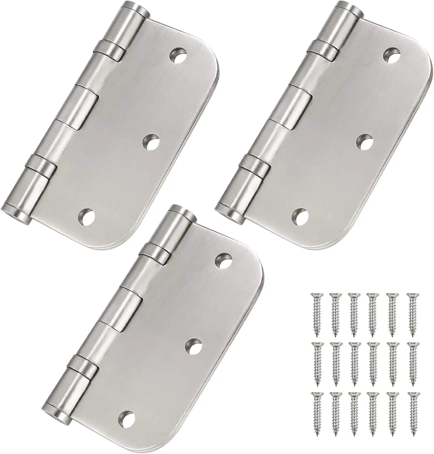 Stainless Steel Door Hinges, 3.5''X 3.5'' Ball Bearing Hinges, Commercial Grade Heavy Duty with 5/8 Inch Radius Corners, 3 Pack ()