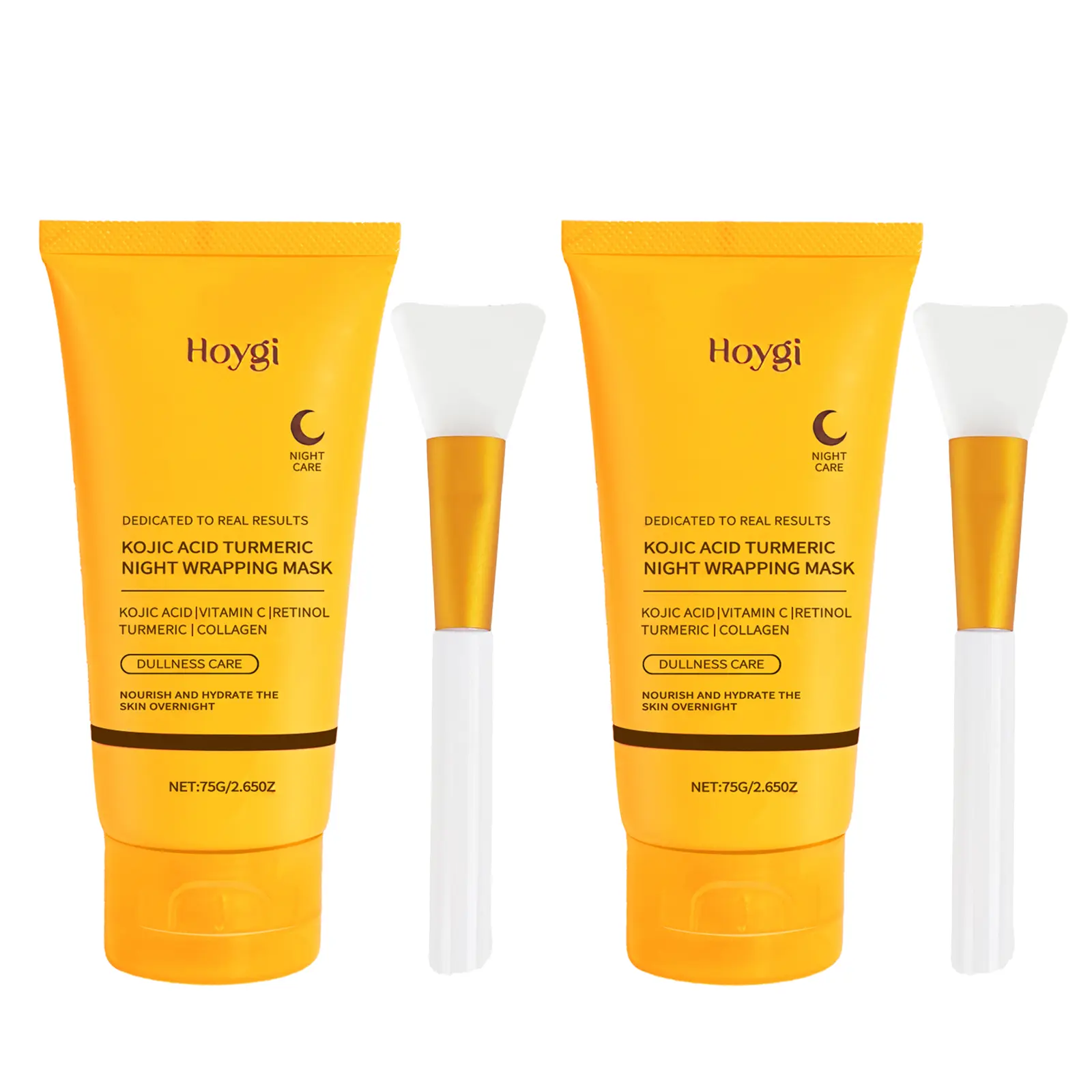 Overnight Facial Peel with Turmeric & Collagen - Exfoliating & Brightening Treatment to Hydrate Acne Prone Skin, Includes Silicone Brush